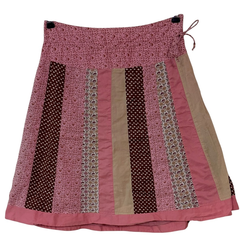 Vtg American Eagle Pink Patchwork Floral Cotton Mini Skirt Boho Y2K Cottage 2